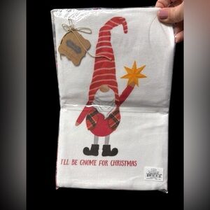 Mud Pie I’ll be gnome for Christmas hand towel 100% cotton white gift $23 new